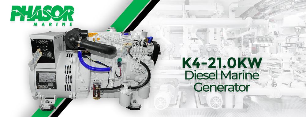 Phasor K4-21.0kW Diesel Marine Generator - 21.0kW (60 Hz) - 1800 RPM - Standard Series Phasor Marine Generator K4-21.0kW